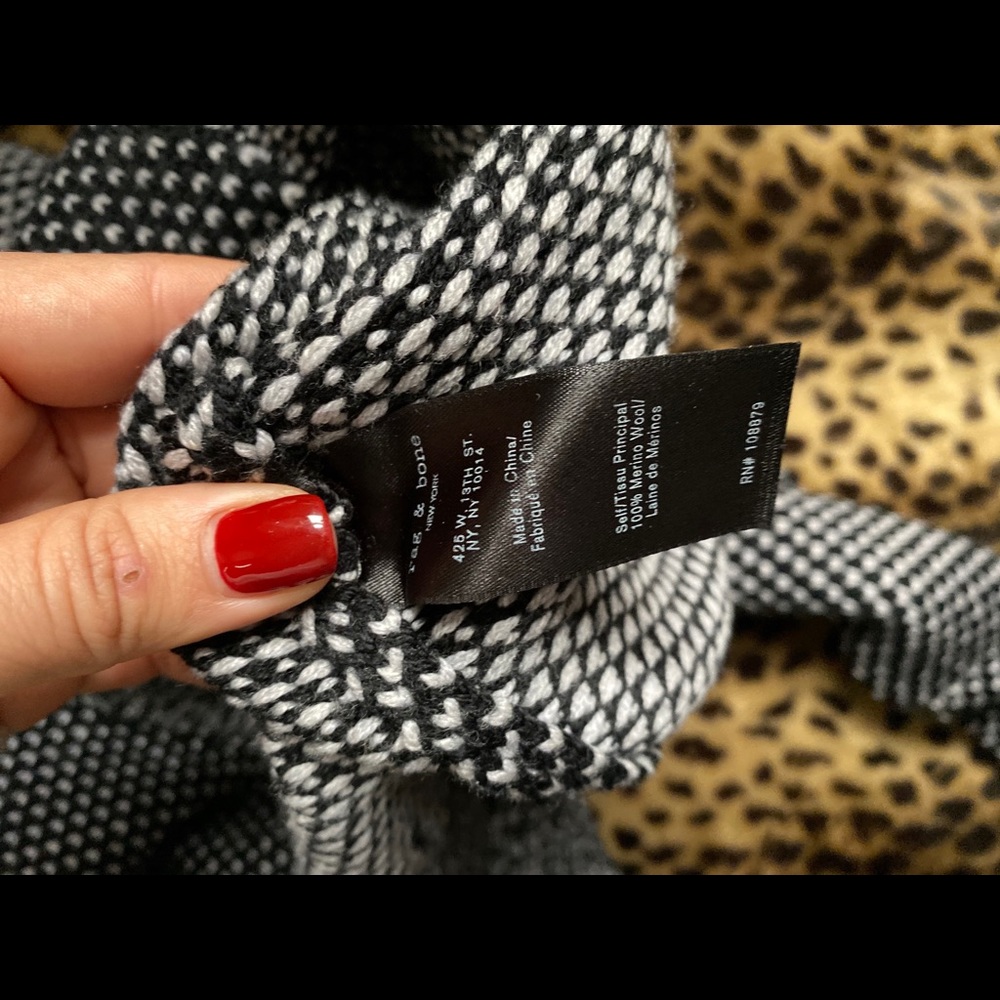 Rag & Bone Patterned Grey Merino Wool Sweater - image 5